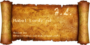 Habel Loránd névjegykártya